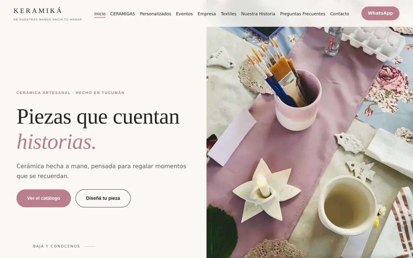 Web de KERAMIKÁ en escritorio, diseñada por Web Propia